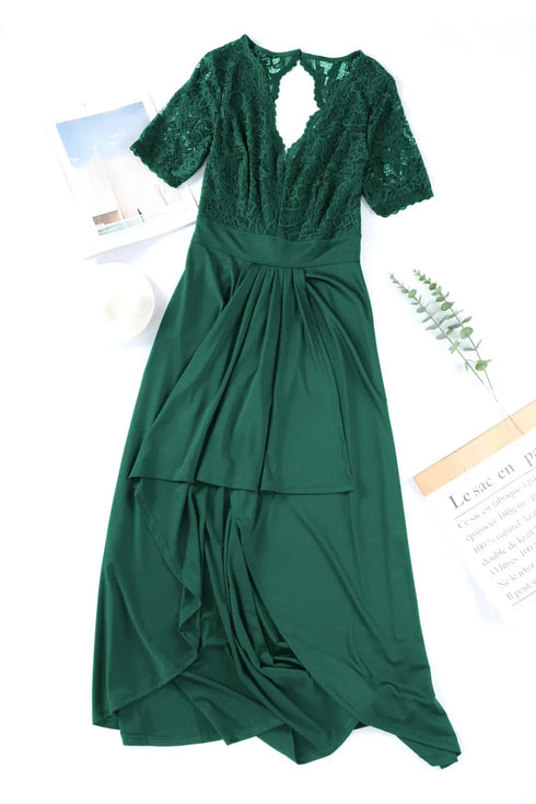 'Nereida' Short Sleeve Lace Dress - Celes Fashion